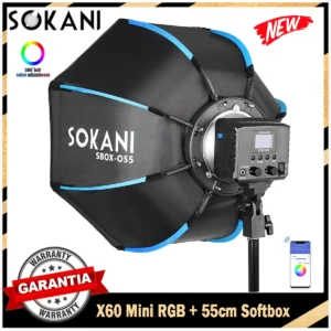 Sokani X60 Mini RGB 60W COB LED Video Light with 55cm Octagon Softbox Combo for Youtube TikTok Live Video Photography Recording