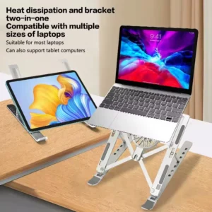 Adjustable Laptop Cooling Stand with Fan, Foldable Portable 7-Level Height Adjustment, Aluminum Alloy Material,