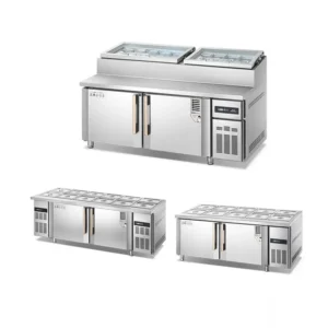 Refrigerator Commercial Under Counter Freezer Stainless Steel Fridge Workbench Chiller Sandwich Pizza Prep Table Refrigerator