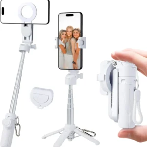 Magnetic Tripod for Phone Magsafe Stand＆Clip Portable Pocket Size Selfie Stick for Android/iPhone Wireless Remote Control