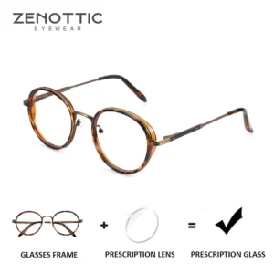 ZENOTTIC(L Size)Round Metal Optical Glasses Unisex Progressive Lenses Prescription Eyewear For Men Women