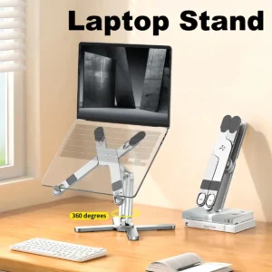 Foldable Laptop Stand 360°Rotation Notebook Table Holder Aluminum Alloy Portable Book Tablet Bracket Open-ended Heat Dissipation