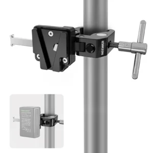 NEEWER Mini V Mount Battery Plate with Wide Super Crab Clamp & QR Lock for Tripod Light Stand C Stand Gimbal Column and 15mm