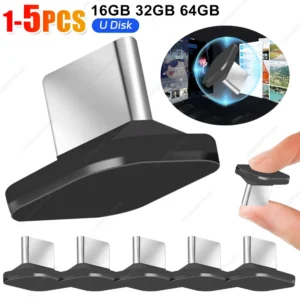 1-5pcs 16GB/32GB/64GB Mini Car U Disk Portable Type C USB Flash Drive Memory Stick Fast Transmission Plug and Play for Car Compu