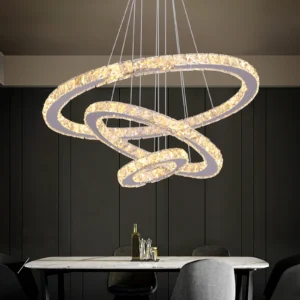Crystal Ceiling Chandelier 3 Rings Hanging Chandelier In The Living Room Home Decoration Luxury Kitchen Light Led Lighting