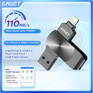 Eaget for iPhone USB Flash Drive MFi Lighting to USB 3.2 Pendrive 64GB 128GB 256GB 512GB 1TB for iPhone13 14 15 16 iPad Laptops