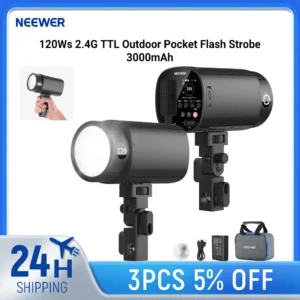 NEEWER 120Ws 2.4G TTL Outdoor Pocket Flash Strobe, Portable Studio Speedlite 1/8000s HSS Monolight with Modeling Light /3000mAh