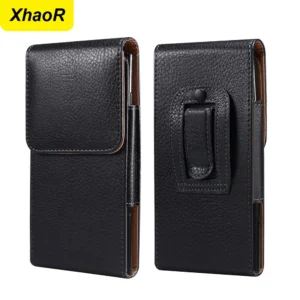 Universal Leather Mobile Phone Waist Bag Vertical Belt Clip Case For iPhone 15 14 13 Pro Max Samsung Xiaomi Huawei Holster Cover