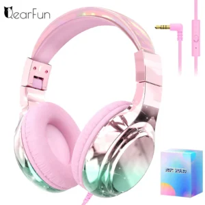 Wired Kids Headphones for School 85/94dB Volume limited Over Ear Headphones for Kids Girls Foldable Gaming Headset with Mic