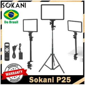 【DO BRASIL】Sokani P25 Dimmable LED Video Light Panel Fill Lamp For E-sports Live Stream Photo Studio Video Calls Zoom Meetings