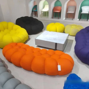 MANBAS Contemporary Cloud-Shaped Sofa Modular Cloth Football Couch Fabric Curved Designer Sofa Set for Living Room or Office