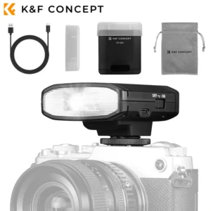 K&F CONCEPT Mini Camera Top Flash Light GN12 5600K 2000mAh Flash for Canon Fuji f1-230 Sony zv1 Nikon Olympus Most SLR Cameras