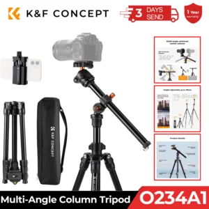 K&F CONCEPT 76 inch Camera Tripod Rotatable Multi-Angle Center Column 8kg/17.6lb Load New Lightweight Travel Outdoor DSLR Tripod