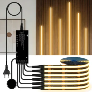 Touch Dimmable Black PCB LED Strip Light COB Tape For Walnut Acoustic Wooden Slat Grille TV Background Wall Panel&Cabinet Decor