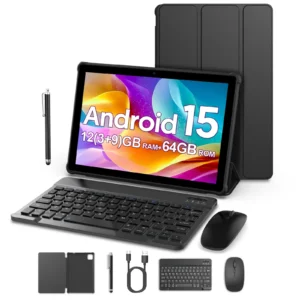 Latest Global Version Android 15 Tablet, 10-inch Tablet, Quad-core Processor, 1280*800 Resolution, 12 (3+9) GB RAM, 64GB Storage