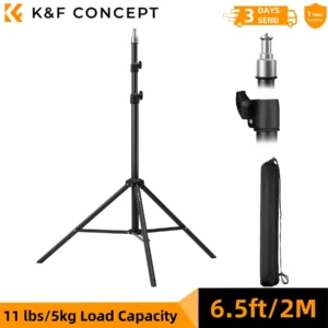 K&F CONCEPT 78.8in/2m Extendable Light Stand Photography Photo Video Tripod Stand for Camera Softbox with 1/4" Screw Storage Bag