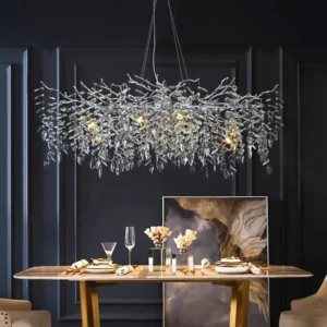 Round Branch Crystal Chandeliers Modern Chrome Crystal Ceiling Chandelier Lighting For Dining Living Room Bedroom Kitchen