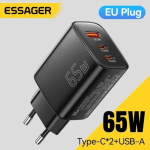  Essager 65W GaN Charger Quick Charge 4.0 USB C Charger for iPhone 17 16 15 Pro Max Laptop Macbook Air Tablet PD Fast Charger