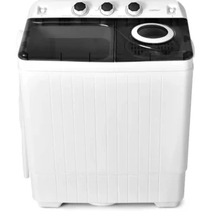 Portable Washing Machine 2-in-1 Twin Tub 26lbs Capacity Laundry Washer 18lbs and Spinner(8lbs) with Control Knobs Timer Functio