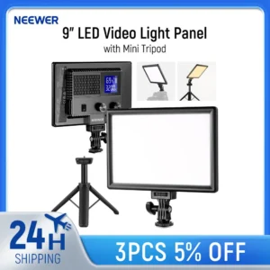 NEEWER 9" LED Video Light Panel, Dimmable DSLR Camera Soft Light with Mini Tripod for Photography Video Recording Live Streaming
