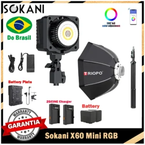 【DO BRASIL】Sokani X60 Mini 60W RGB Bi-Color LED Video Light Wireless Bowens Mount for Youtube TikTok Photography Shooting