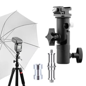 Universal Flash Shoe Mount Bracket w/Swivel 1/4" 3/8" Screw Umbrella Holder for Speedlite Softbox Studio Light Stand Accessories